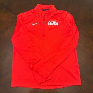 Team Issued Nike Red Ole Miss Dry Fit L Quarter Zip